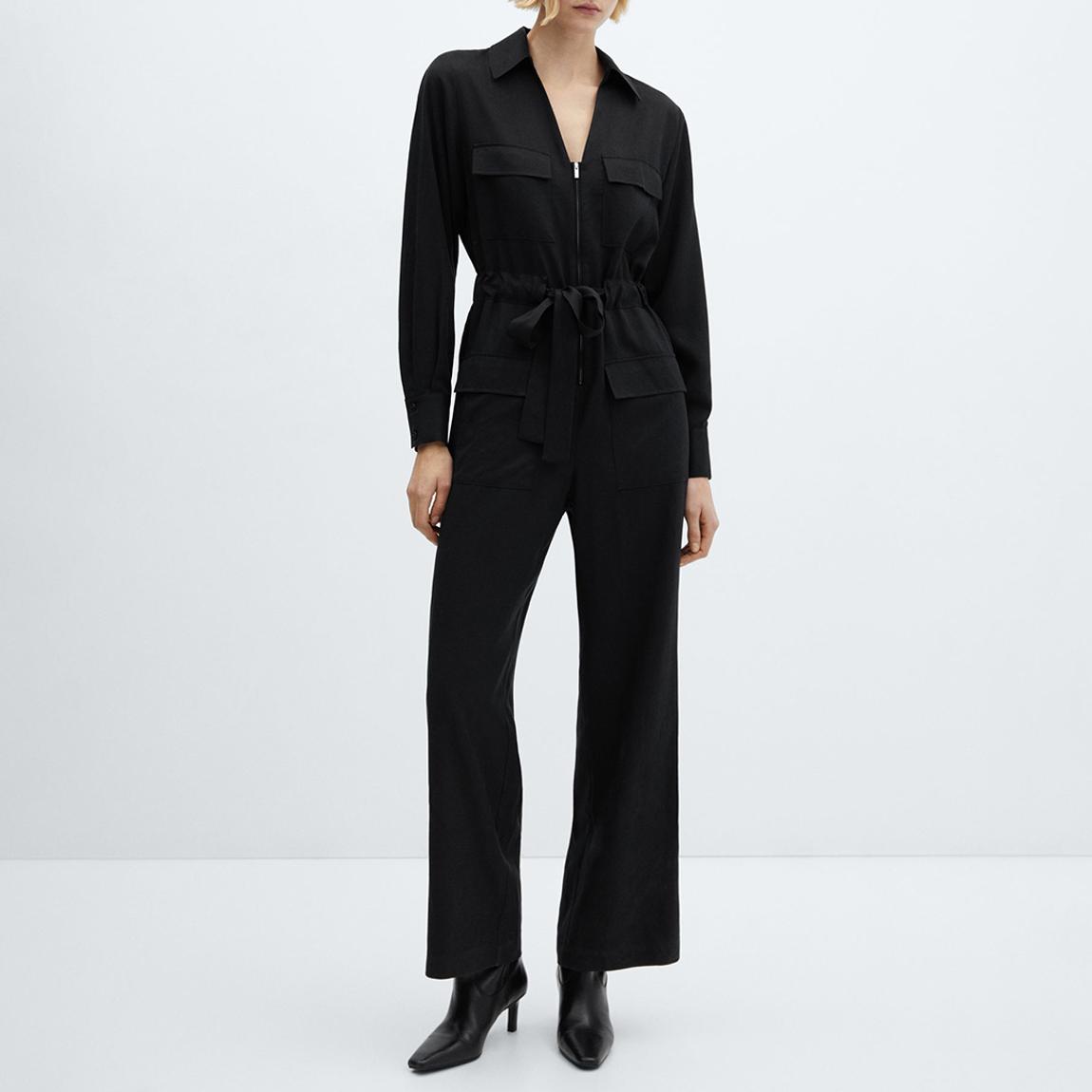 Black Cargo Overalls With Zip main product photo