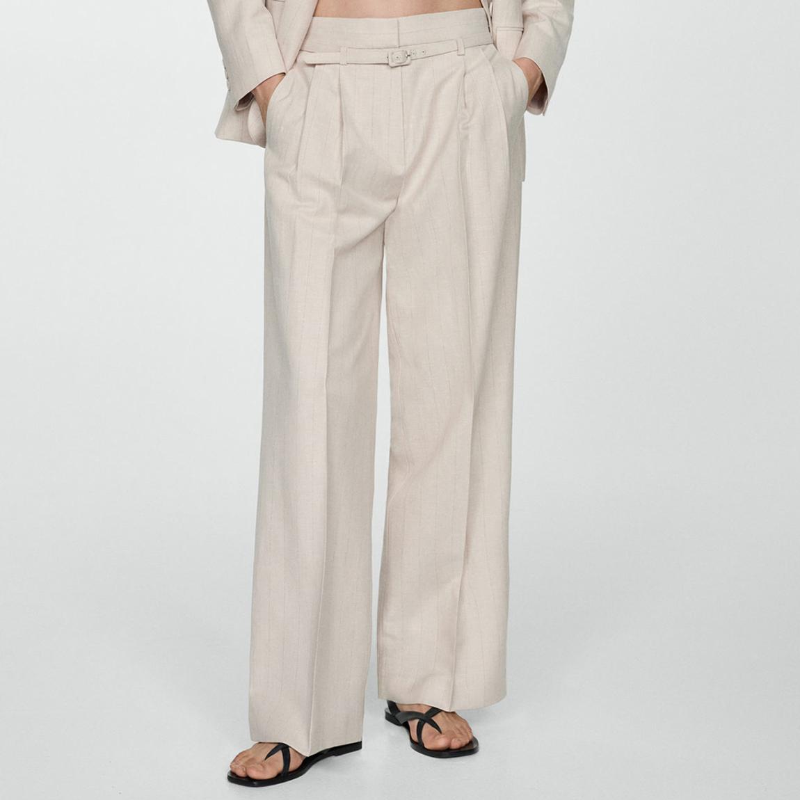 Ecru Suit Trousers With Belt Clips main product photo