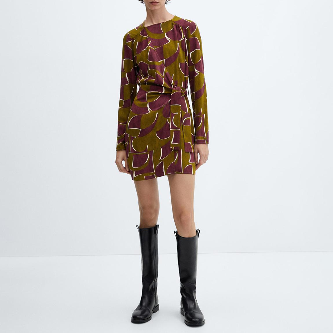 Multi Printed Knot Wrap Mini Dress main product photo