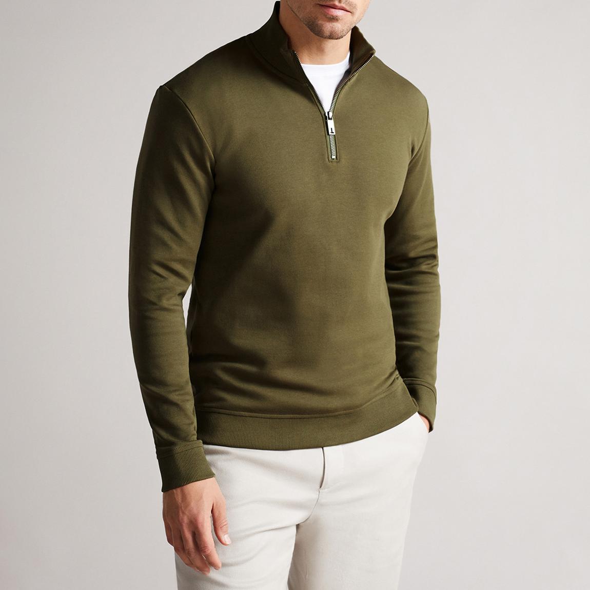 Khaki Antram Quarter Zip Jumper main product photo