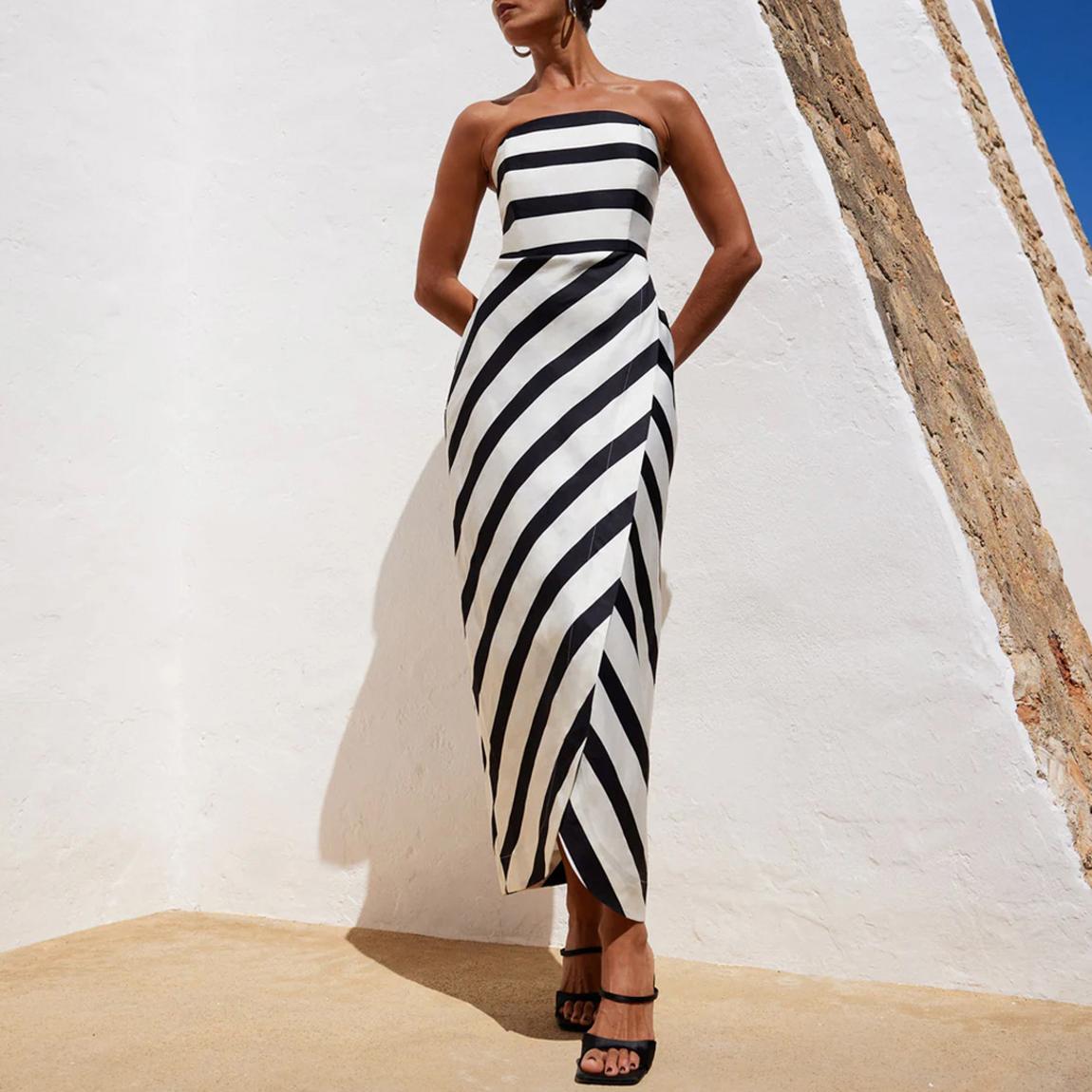 Stripe Bandeau Wrap Dress main product photo