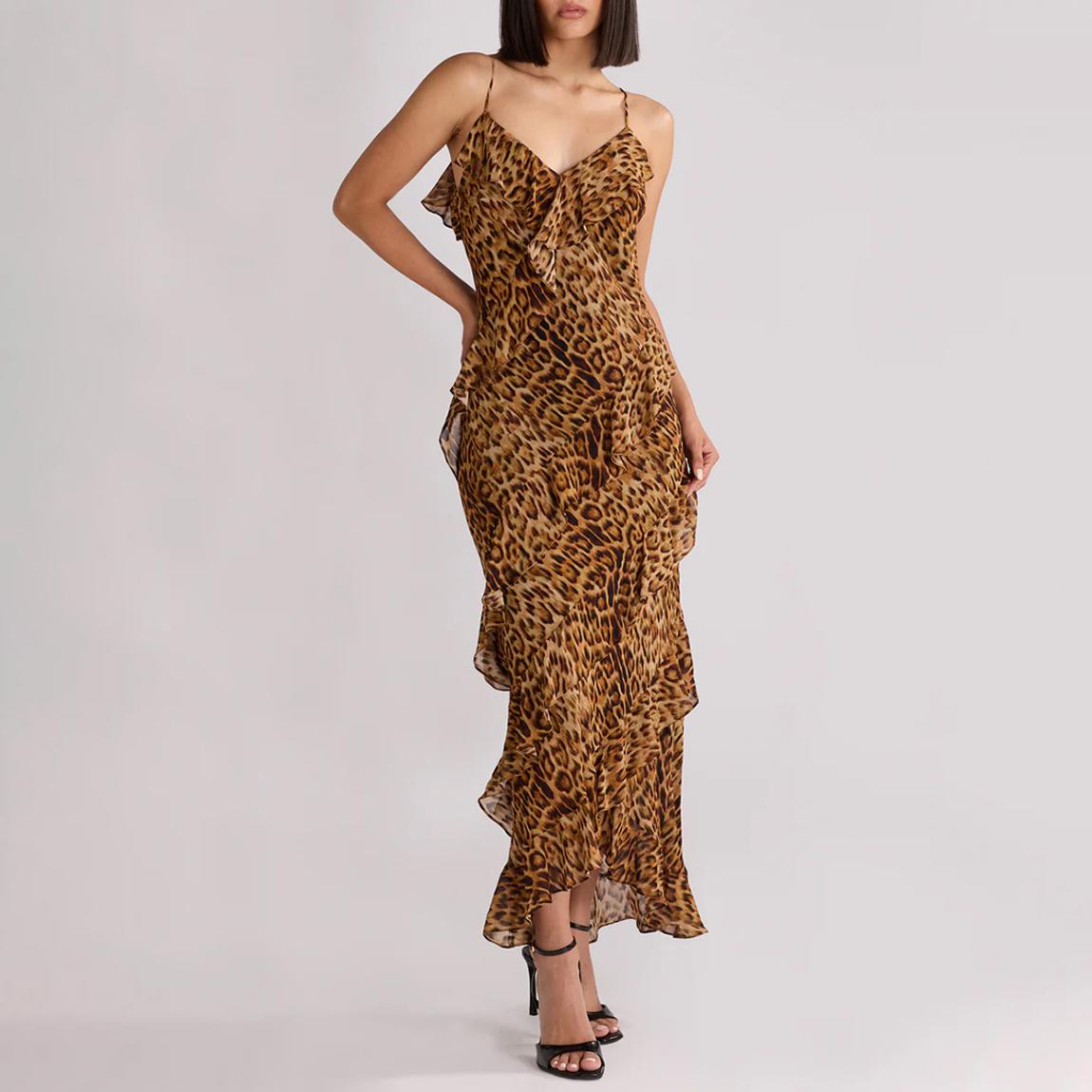 Kirstee Leopard Print Ruffle Cami Maxi Dress main product photo