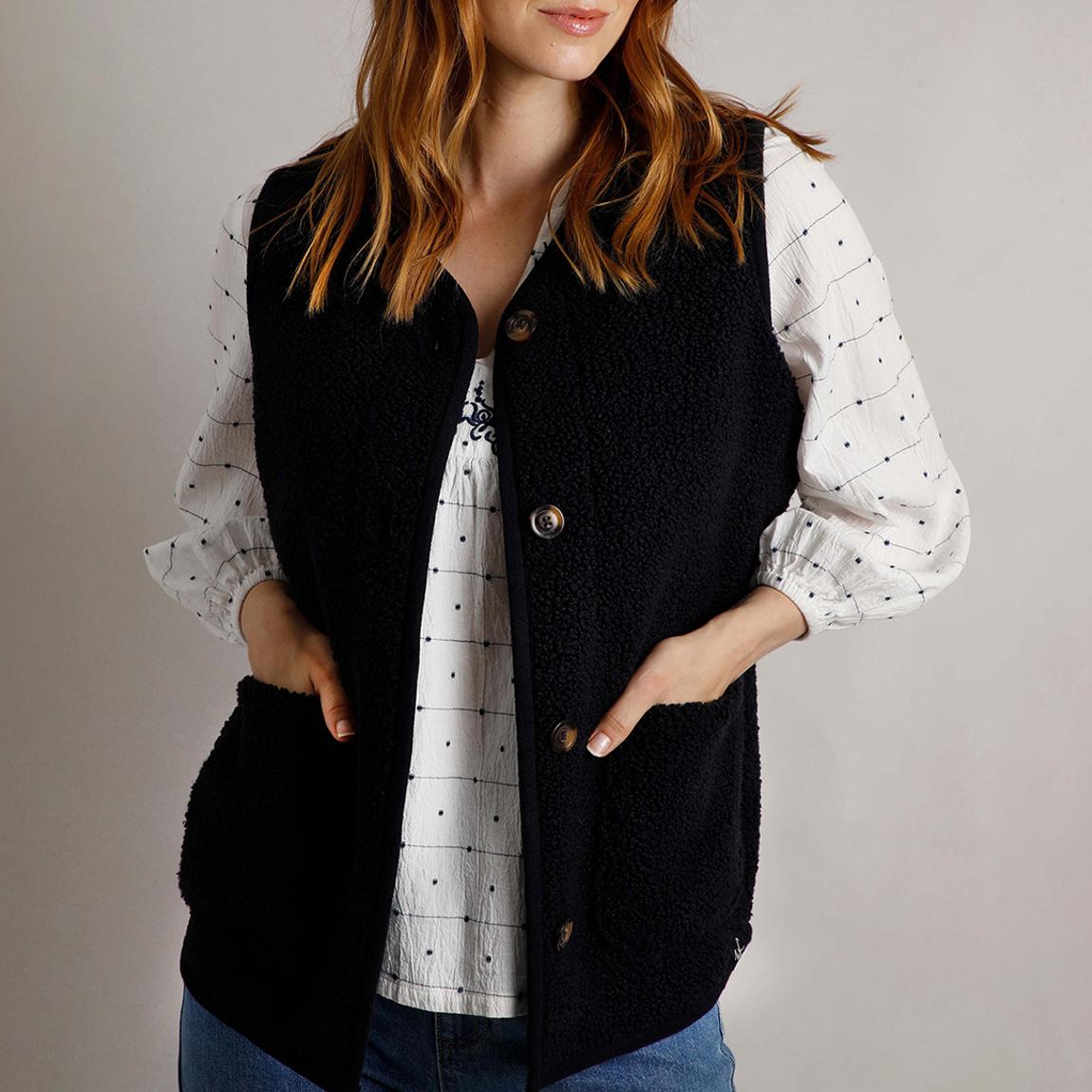 Navy Emille Fleece Waistcoat main product photo