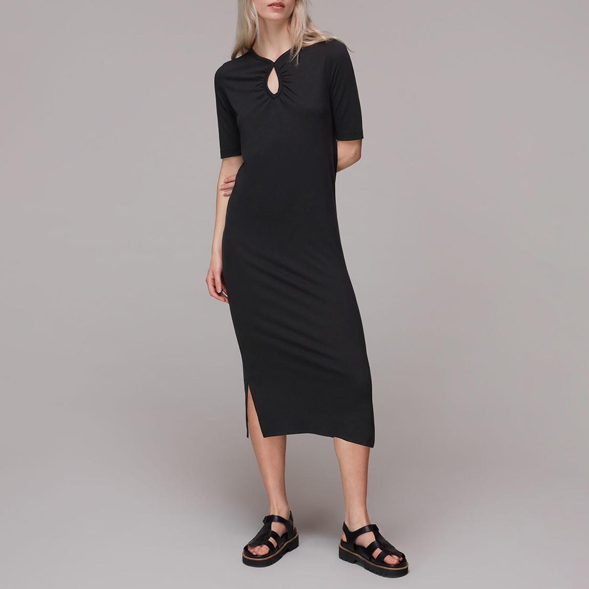 Black Keyhole Jersey Cotton Dress main product photo