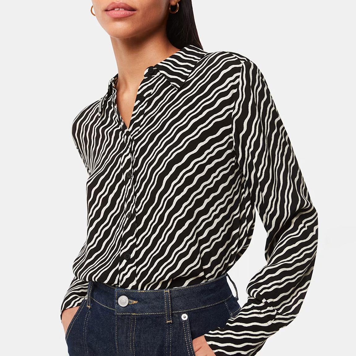 Black Diagonal Ripple Print Shirt main product photo