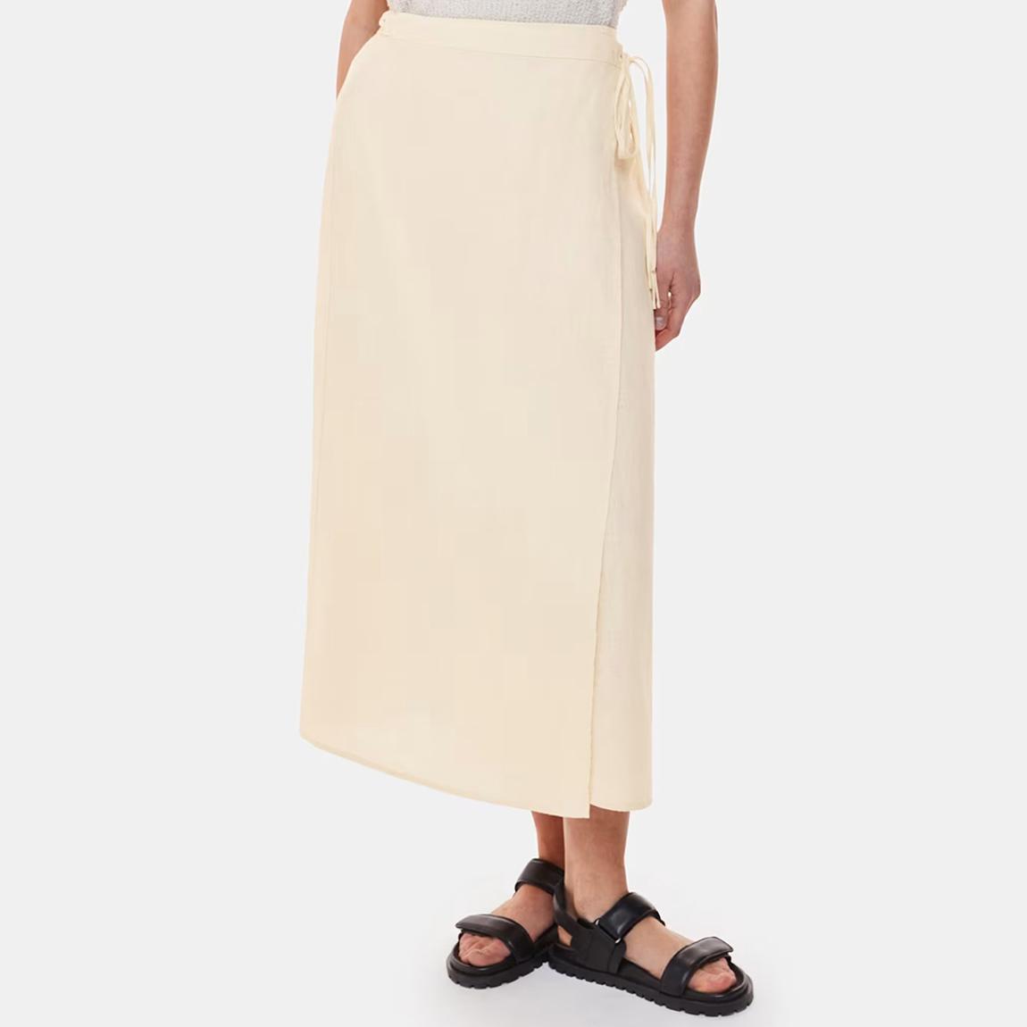 Cream Linen Wrap Midi Skirt main product photo
