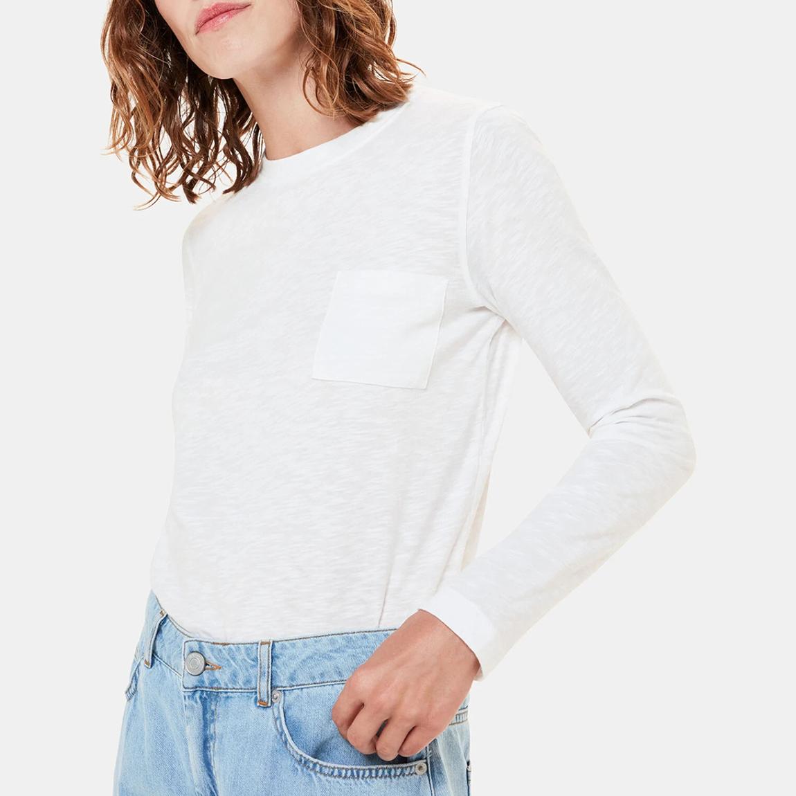 White Crew Neck Pocket Top main product photo