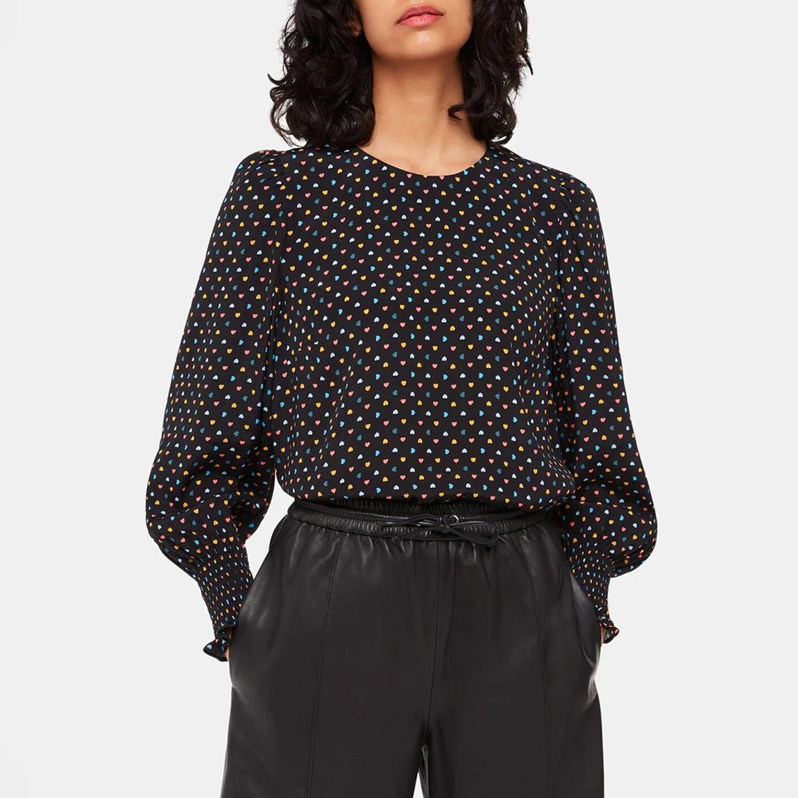 Black Scattered Hearts Blouse main product photo