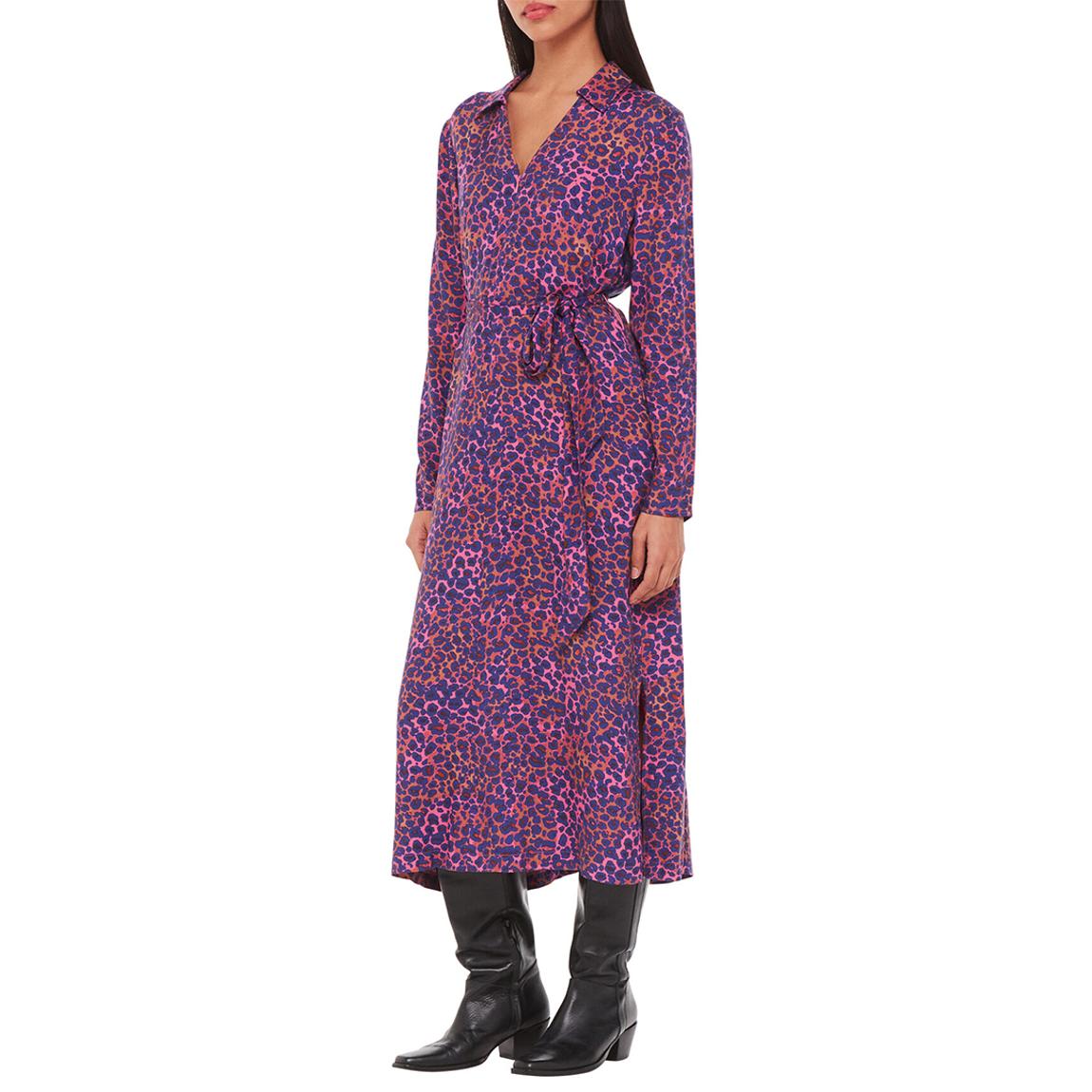 Pink Petite Mottled Leopard Midi Dress main product photo