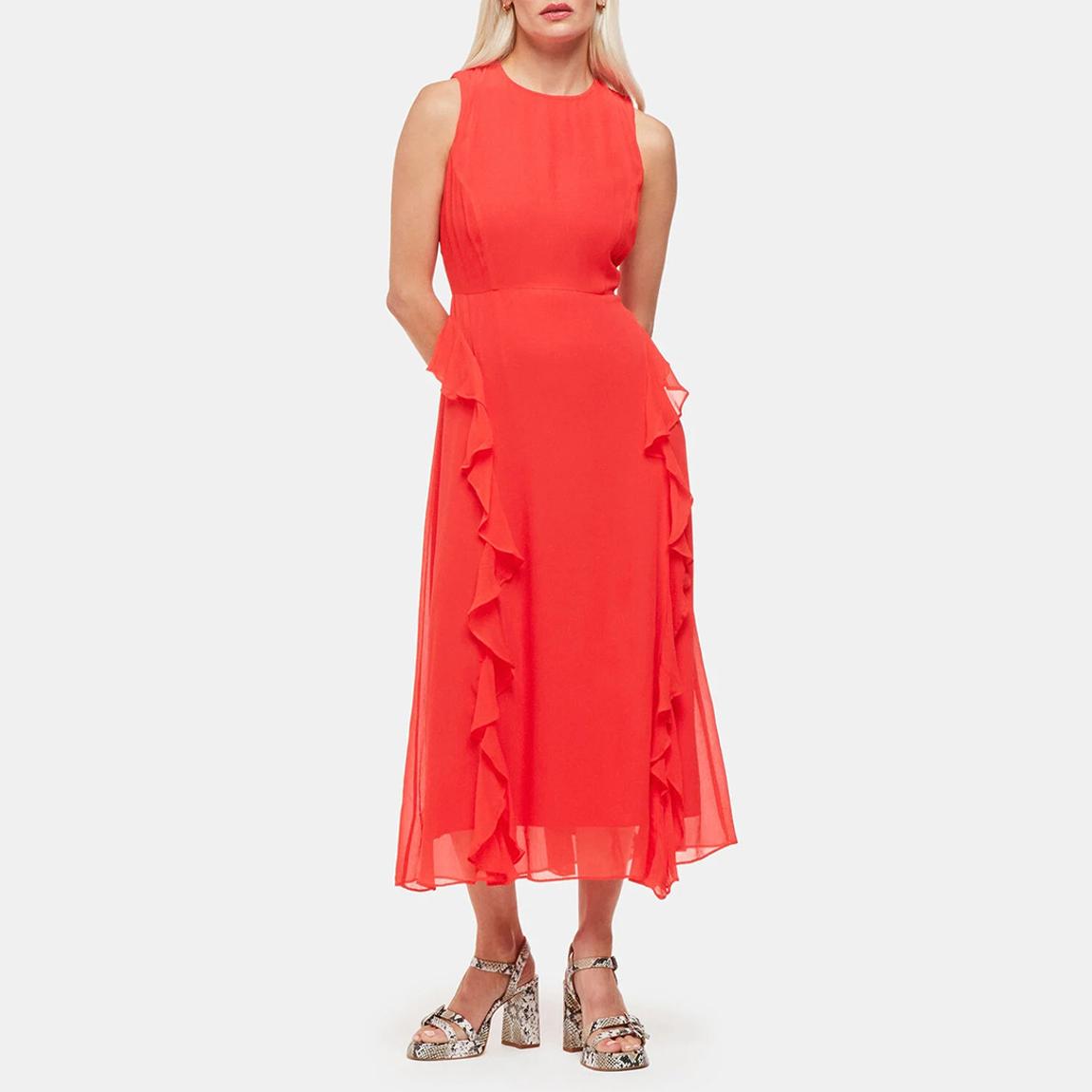 Red Petite Nellie Frill Detail Midi Dress main product photo