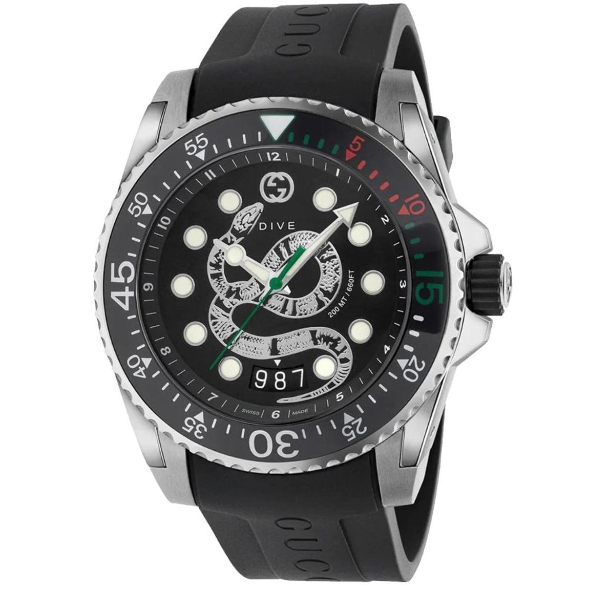 Gucci Gucci YA136217 Black Snake Dial Men's Watch - BrandAlley