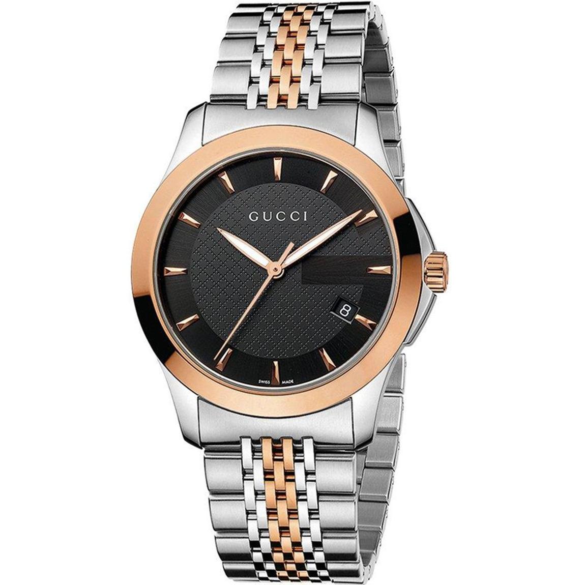 Gucci YA126410 Men's G-Timeless 38mm Black Face Two-Tone Watch main product photo