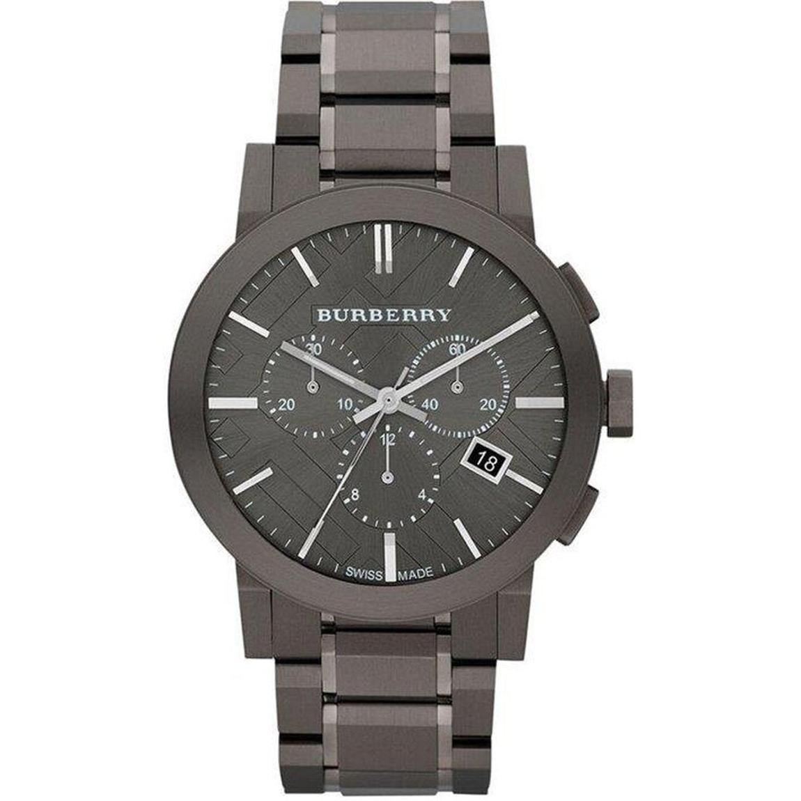 Burberry Men's BU9354 Large Check Gray Ion Plated Stainless Steel Watch main product photo