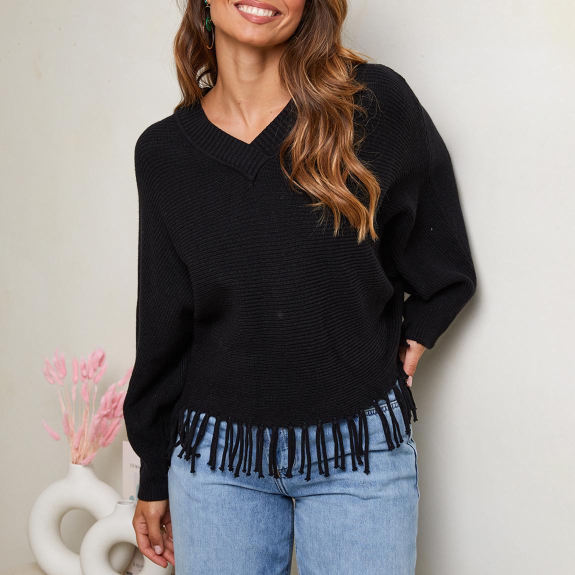 Black V-Neck Cashmere Blend Jumper main product photo