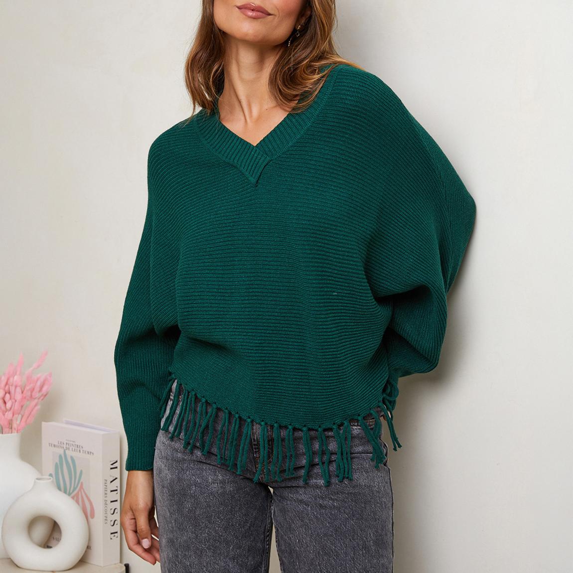 Forest Green V-Neck Cashmere Blend Jumper main product photo
