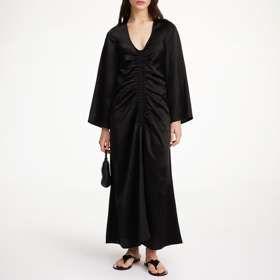 Black Lavende High Shine Ruched Maxi Dress main product photo