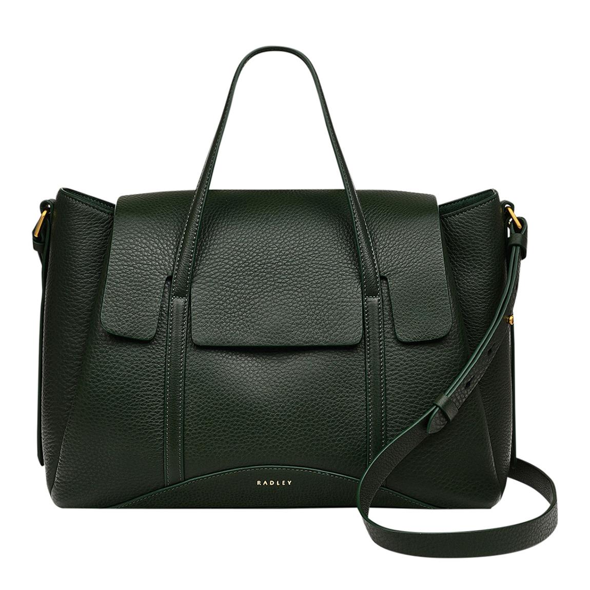Racing Green Leather Medium Flapover Grab Bag main product photo