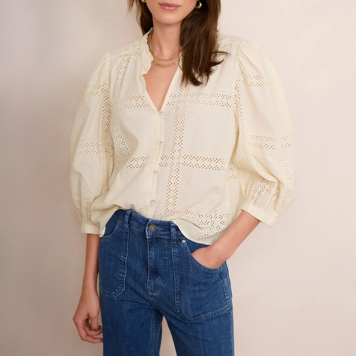 Ecru Arielle Broderie Blouse main product photo