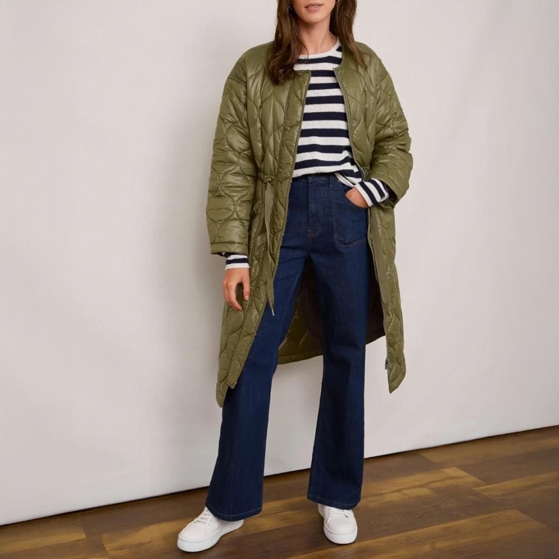Khaki Netty Longline Quilted Coat main product photo