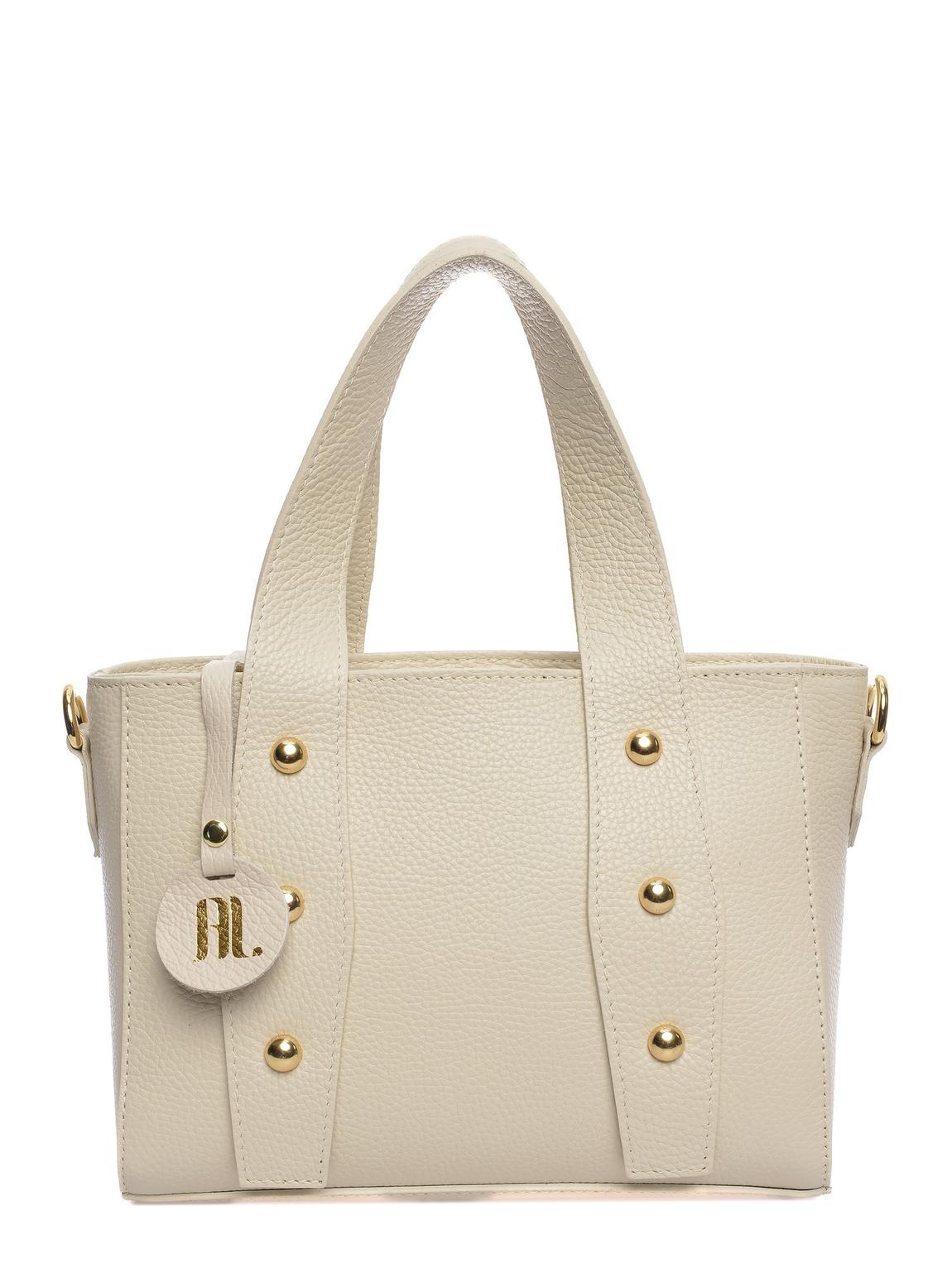 Beige Leather Shoulder Bag By Roberta M main product photo