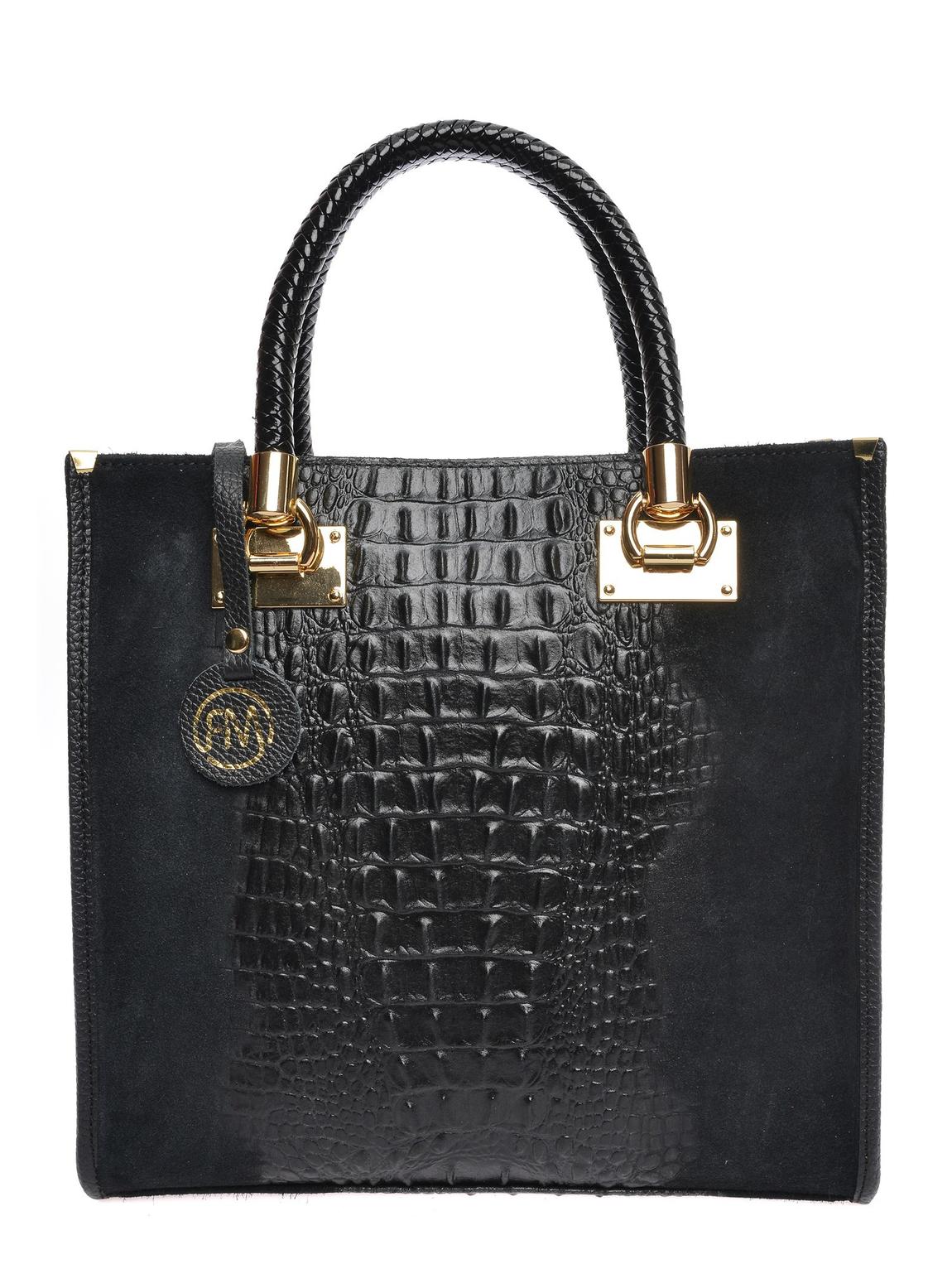 Black Italian Leather Tote Bag main product photo
