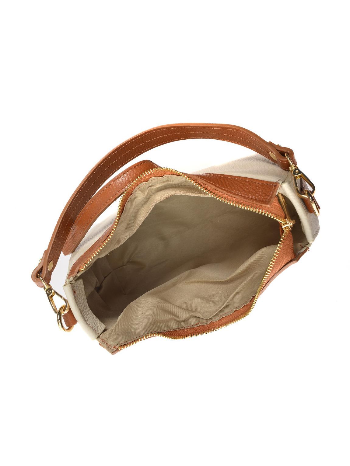 Beige Leather Crossbody By Roberta M main product photo