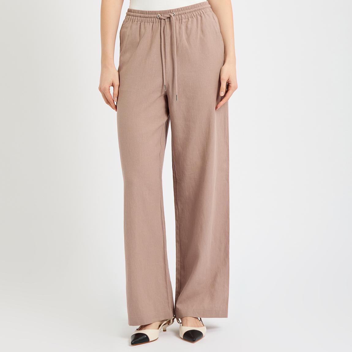 Brown Linen Drawstring Trousers main product photo