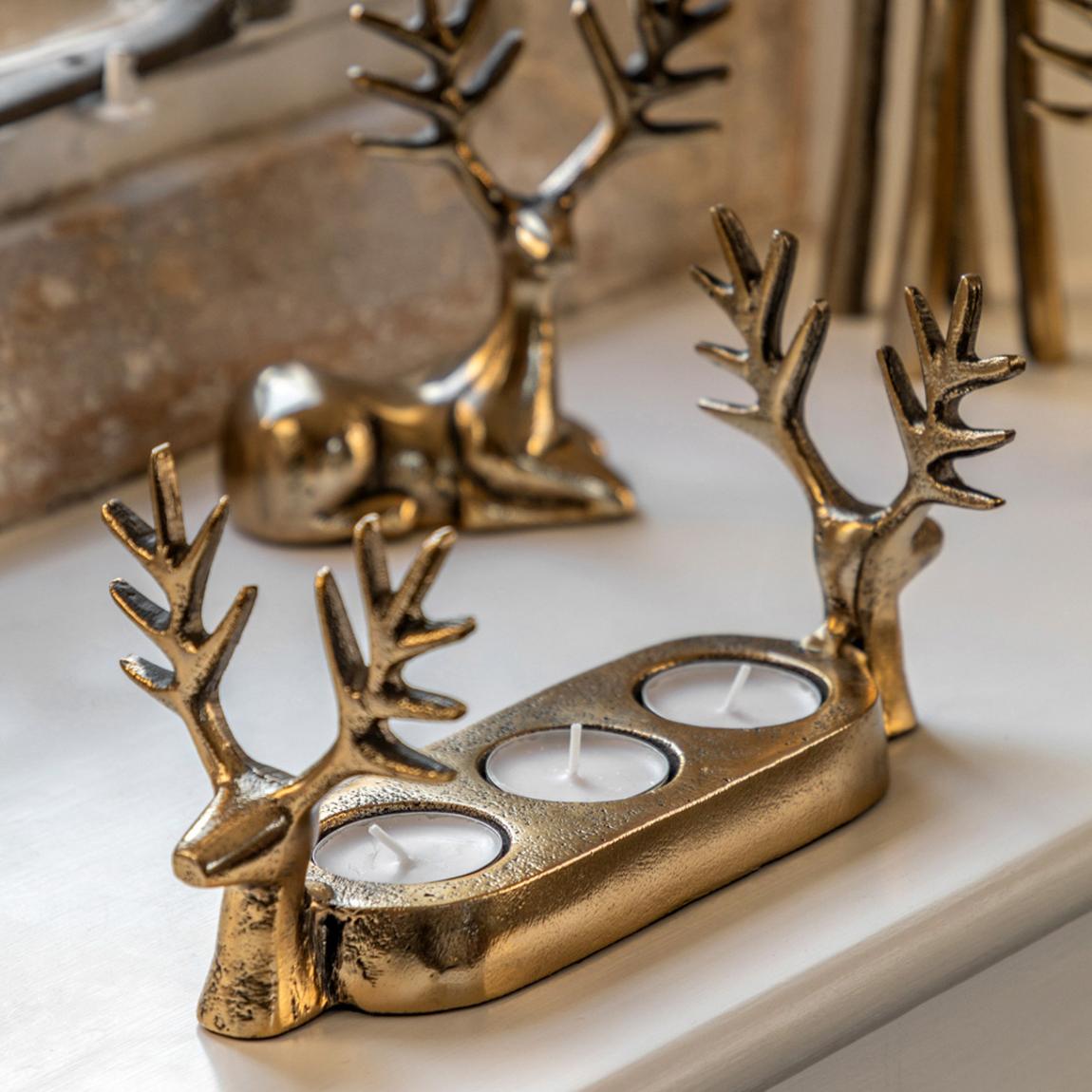 Stag Trio Tealight Holder, Gold main product photo