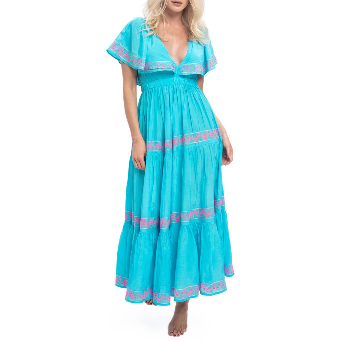 Tilly Maxi Dress Aqua-Neon Pink main product photo