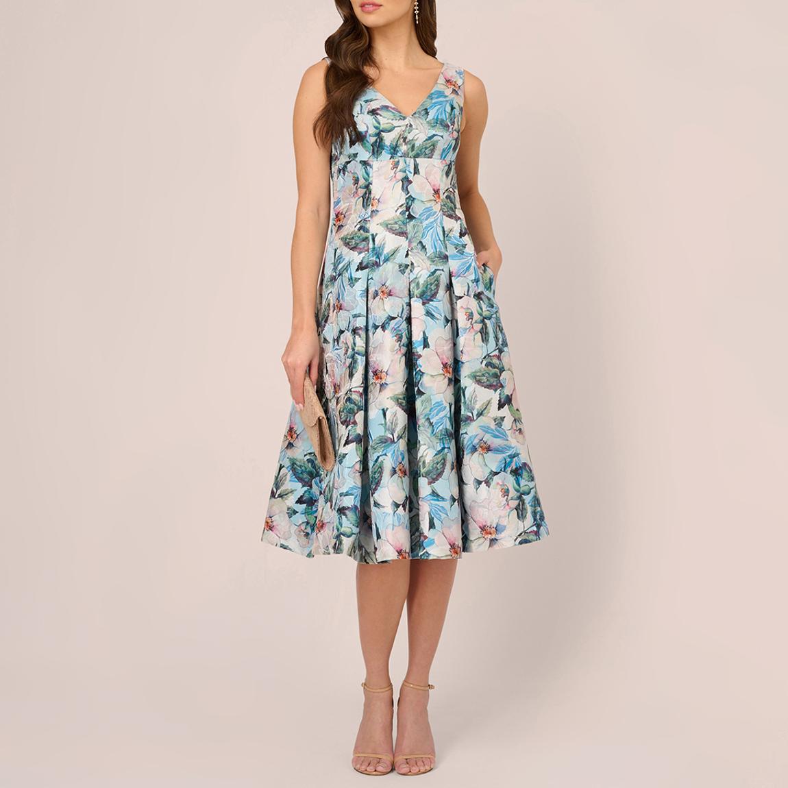 sachin and babi light blue dress Adrianna Papell: Cocktail Wedding Guest Dresses