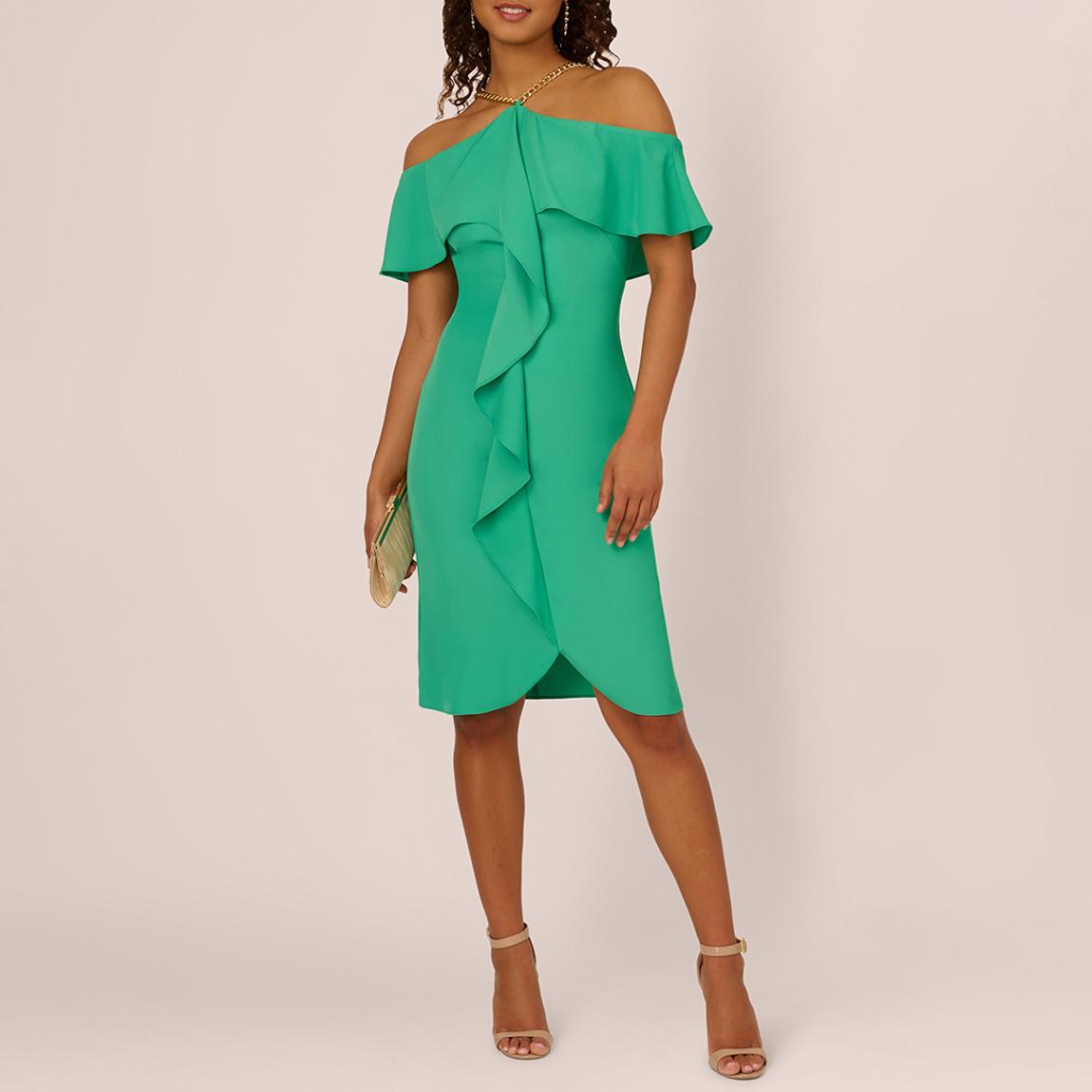 Emerald Chain Halterneck Ruffle Dress main product photo