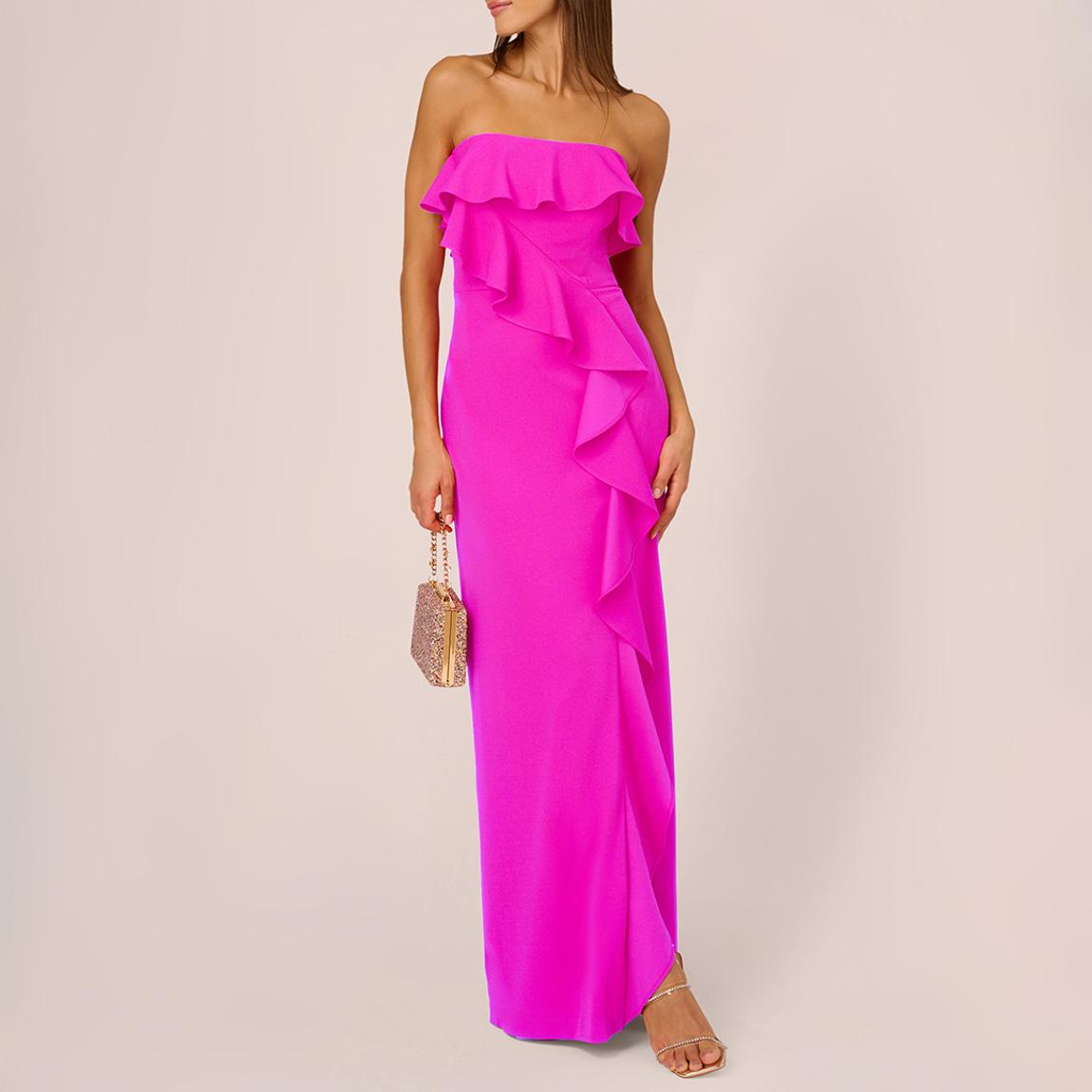 Fuschia Stretch Crepe Column Gown main product photo