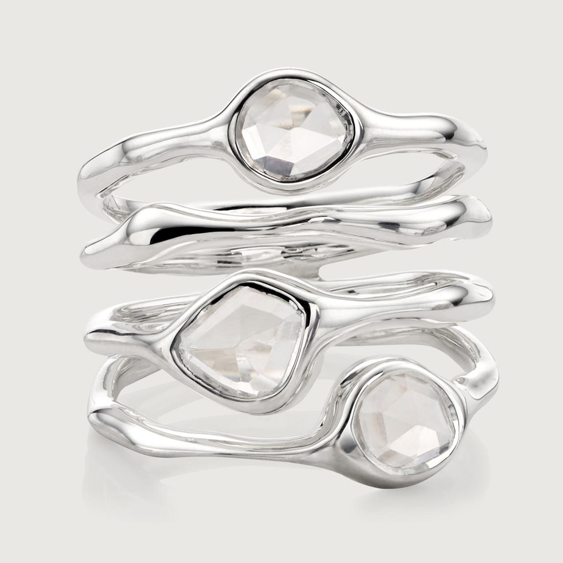 Silver Siren Cluster Rock Crystal Cocktail Ring main product photo