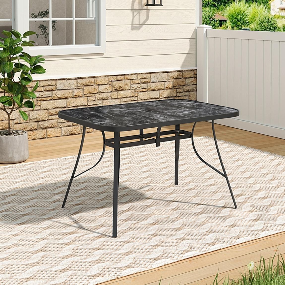 Garden Tempered Glass Marble Rectangular Coffee Table main product photo