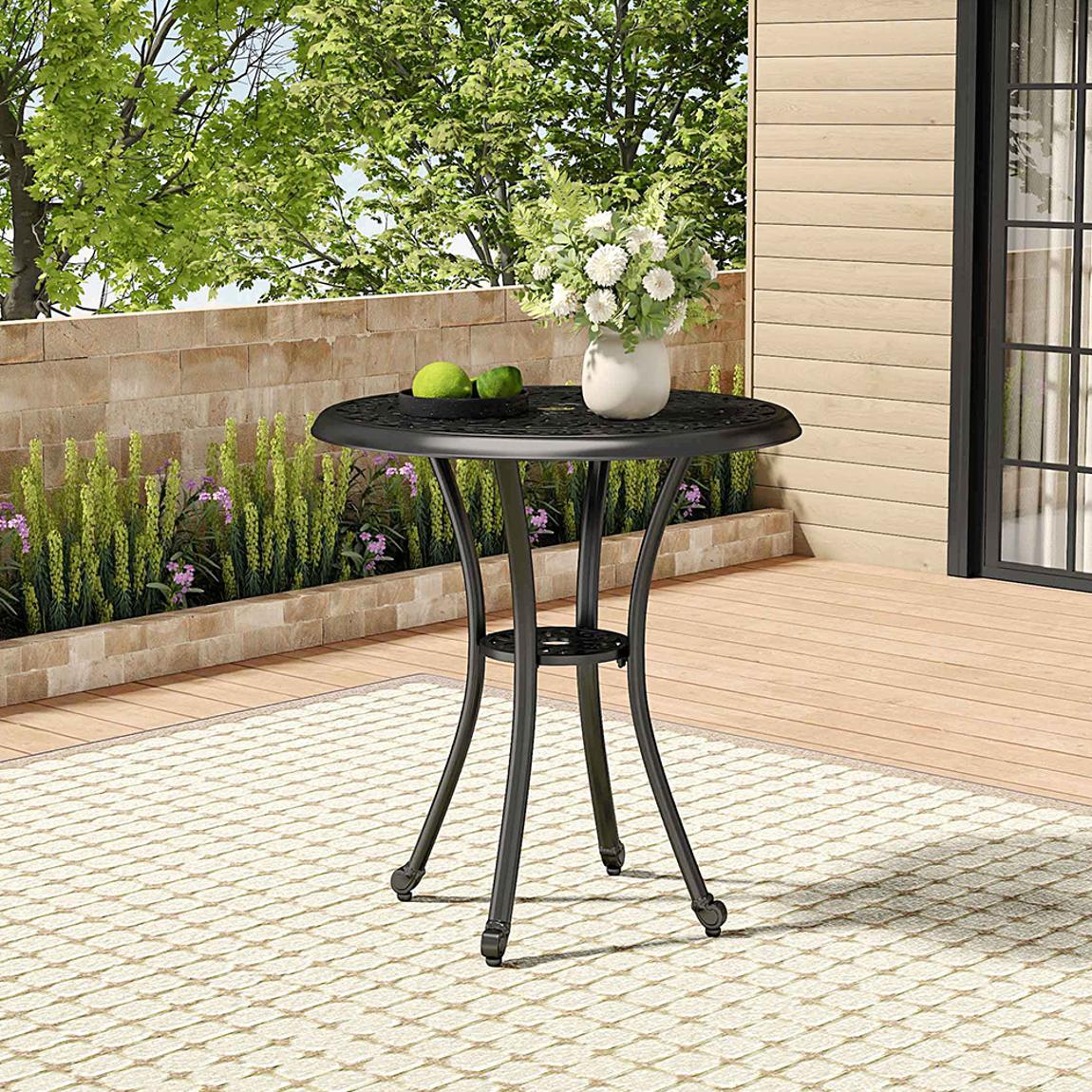 Cloud Hollowed Out Round Patio Dining Table with Umbrella Hole main product photo