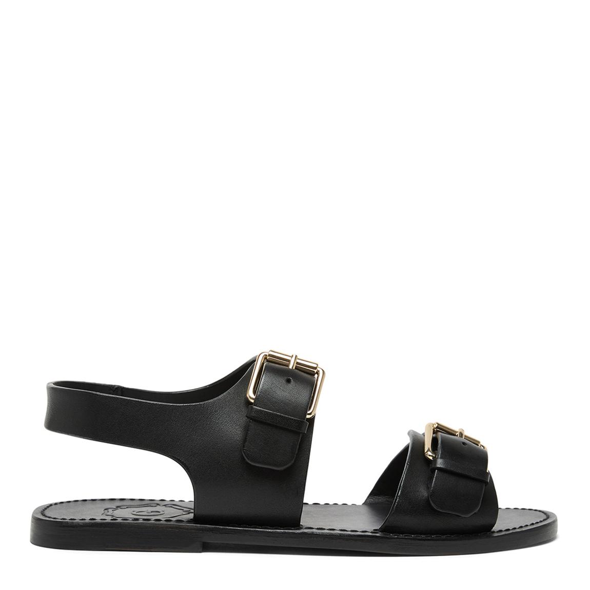Women's Black Lois Double Strap Flat Sandal main product photo