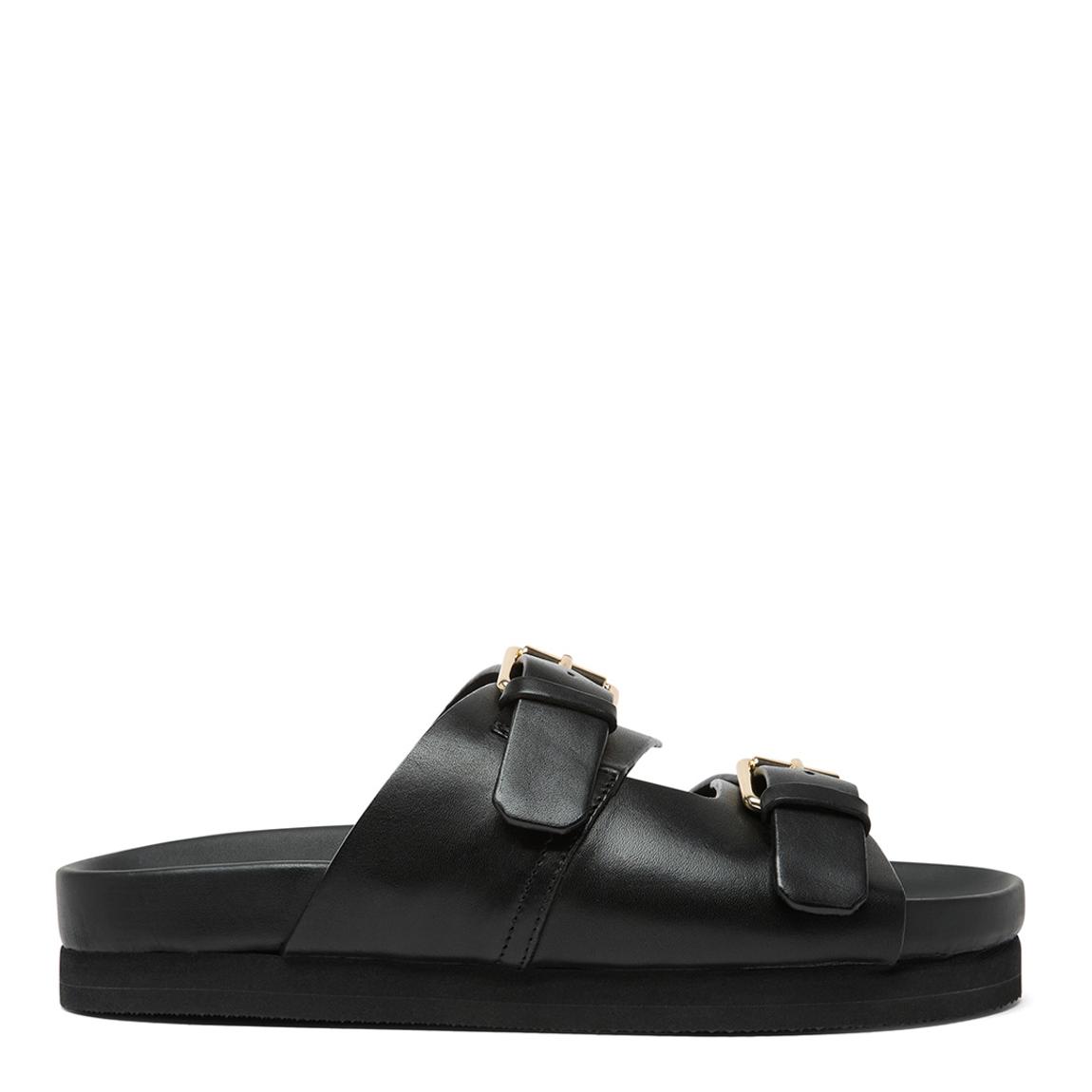 Women's Black Flora Double Buckle Flat Sandal main product photo