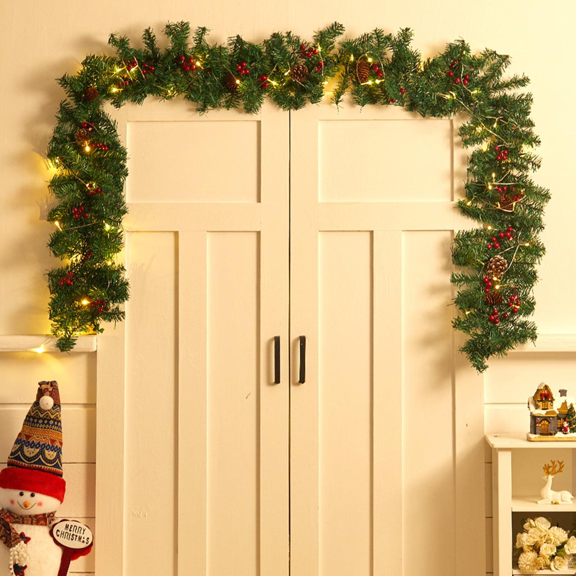 Christmas LED Warm Light Garland with Pine Cones and Berries main product photo