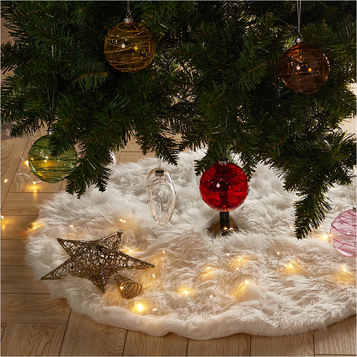 Round White Plush Christmas Tree Skirt main product photo