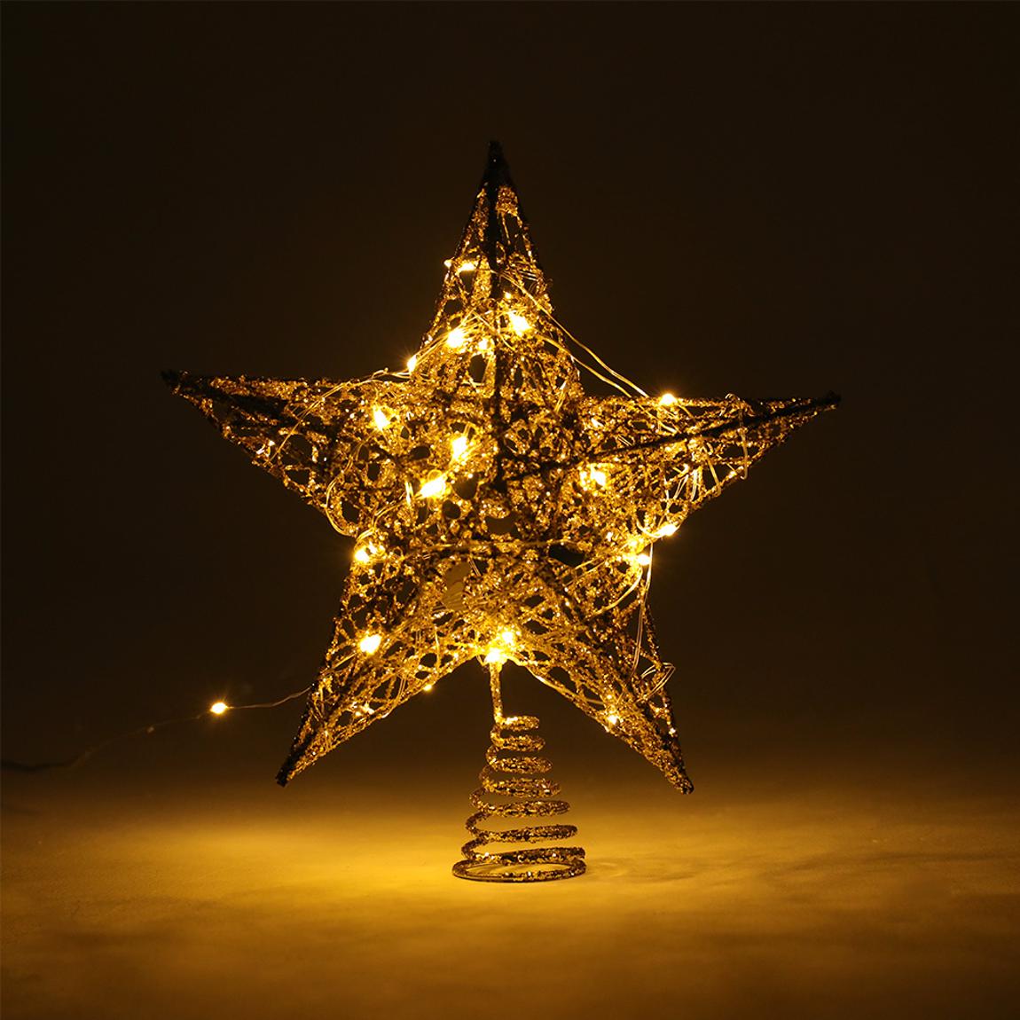 Golden Star Christmas Tree Topper with Lights Battery Operated main product photo