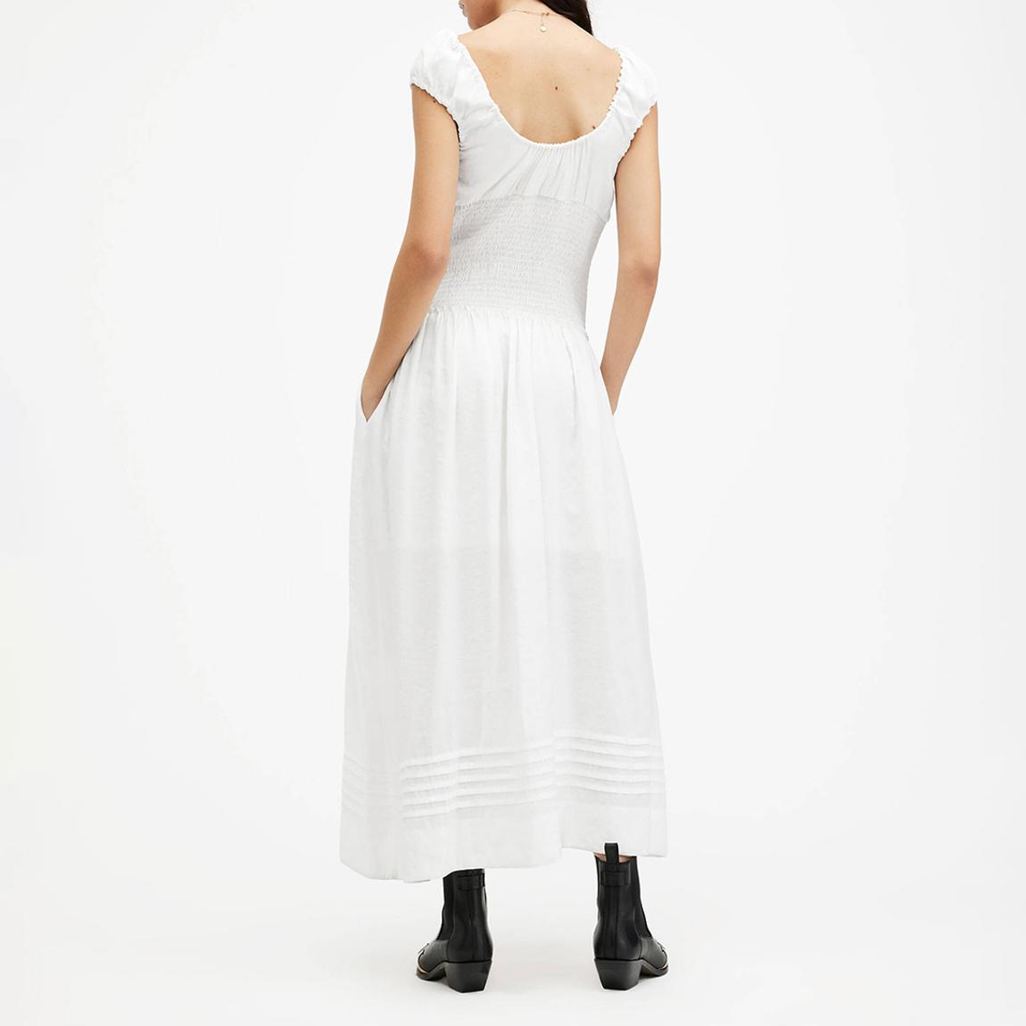 White Eliza Ruched Maxi Dress