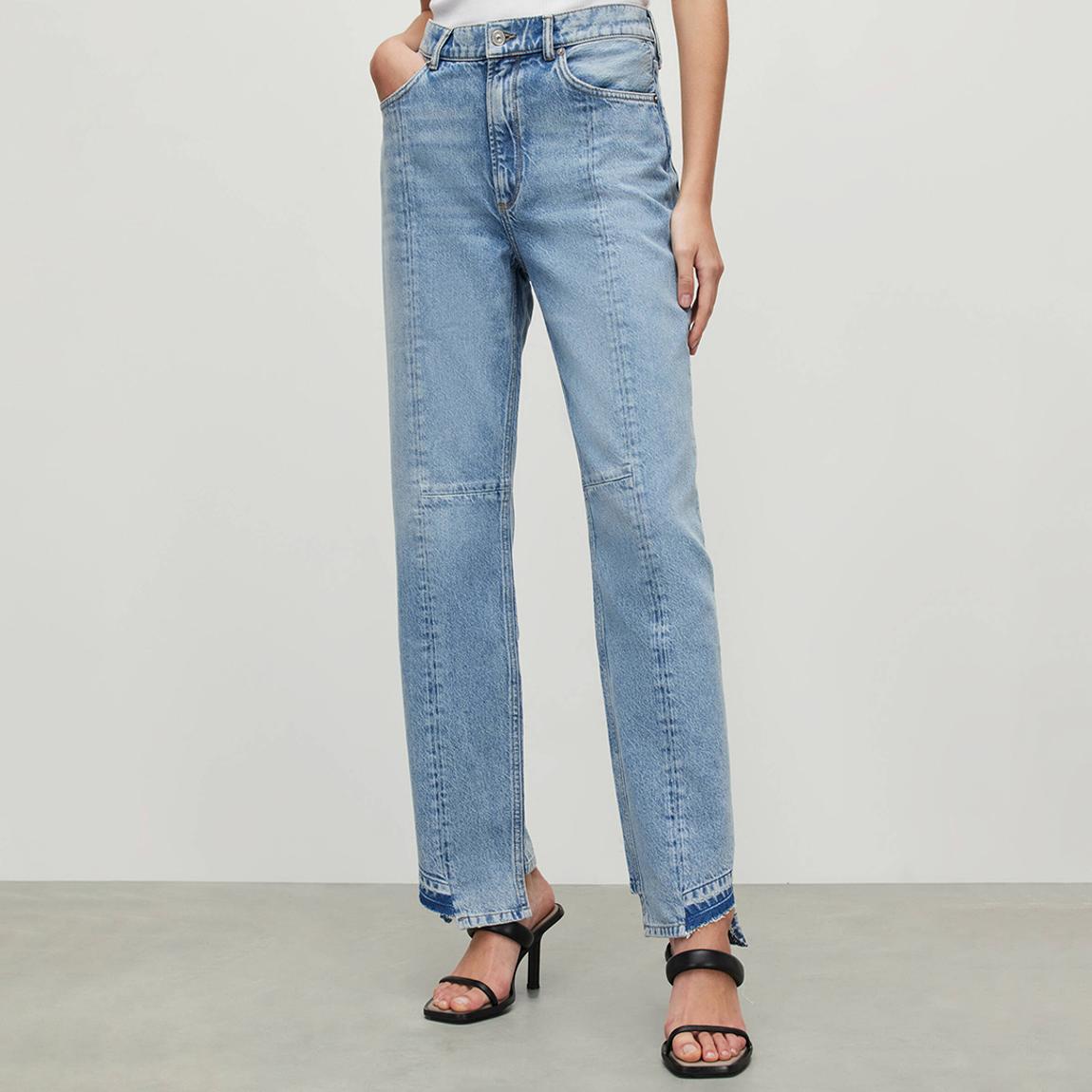 Blue Kym Patchwork Straight Stretch Jeans main product photo