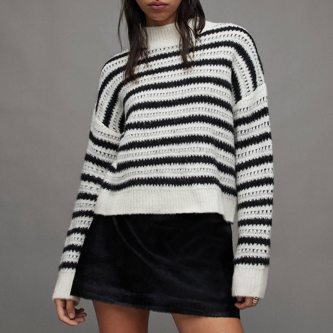 Black/White Duke Stripe Wool Blend Jumper main product photo