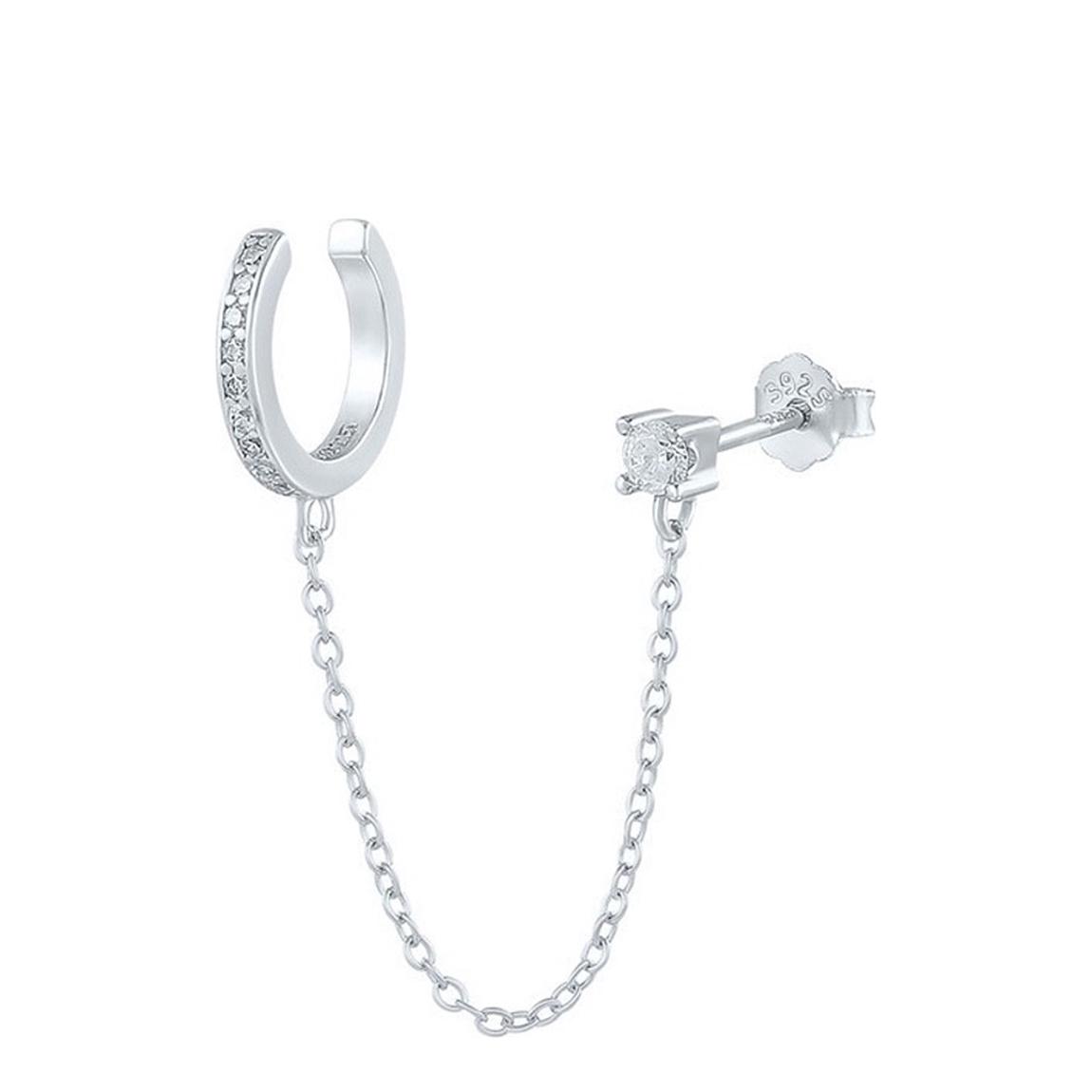 Silver Plated Diamante Swarovski Crystal Earrings With Cuff main product photo