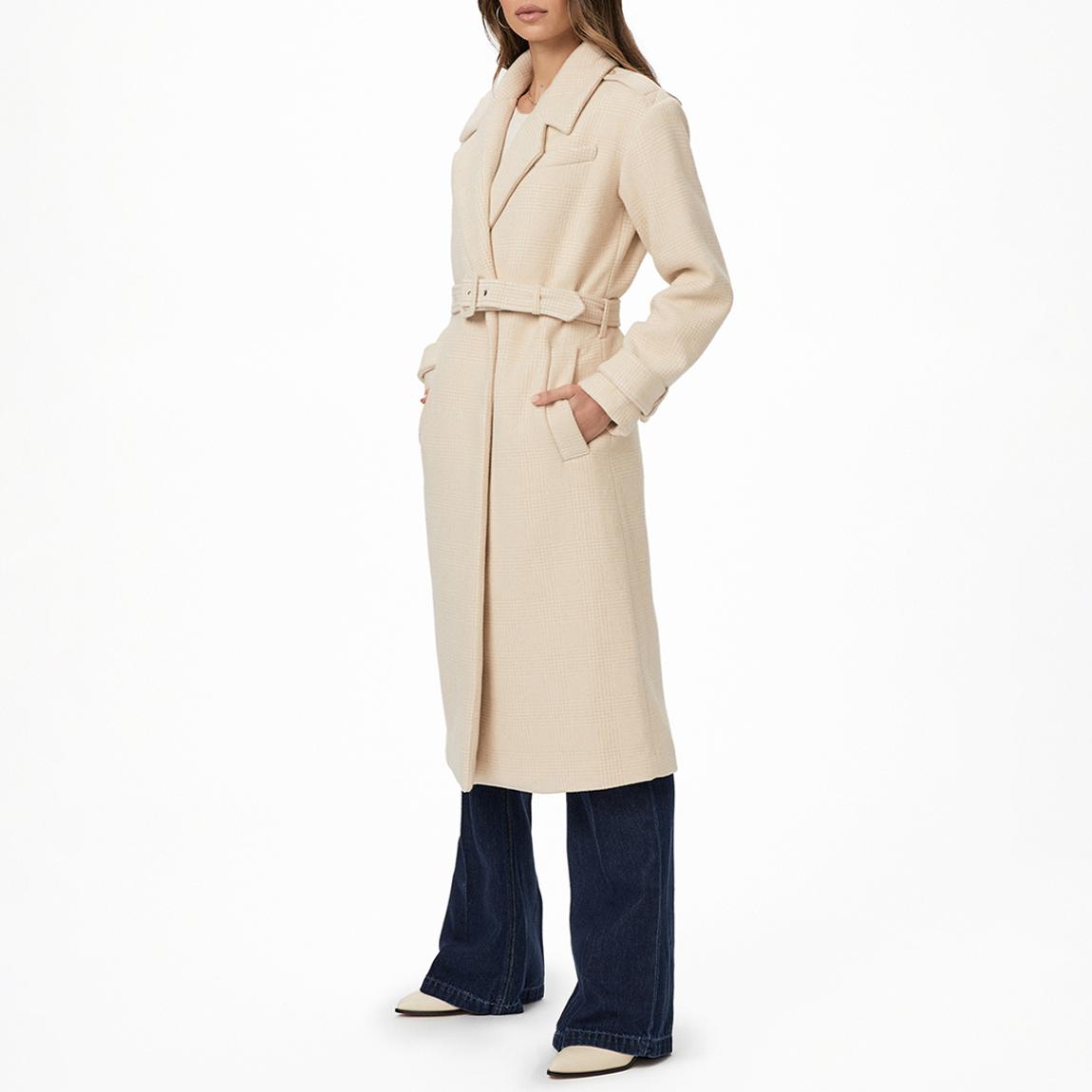 Ecru Derenne Belted Printed Coat main product photo