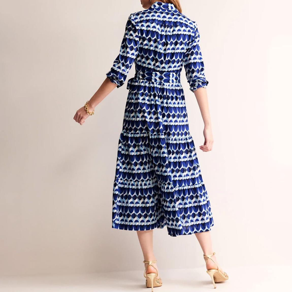 Cobalt Flo Printed Midi Shirt Dress main product photo
