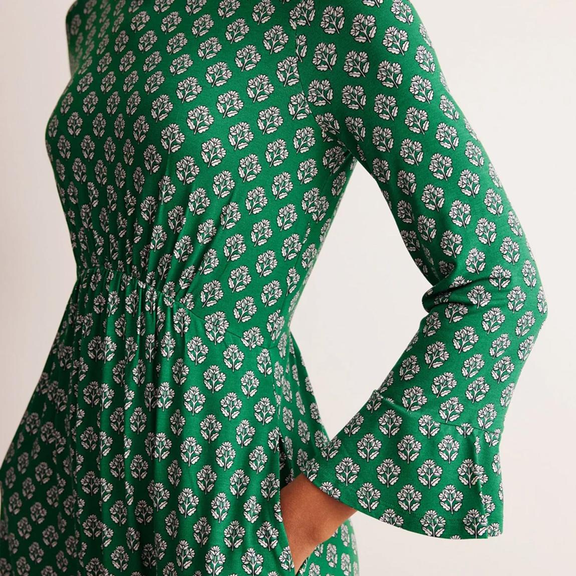Emerald Flute Sleeve Jersey Dress main product photo