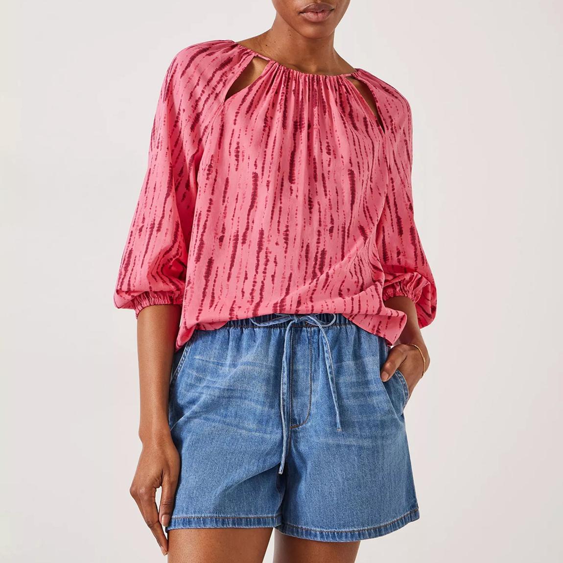 Pink Stripe Ariella Cut Out Blouse main product photo