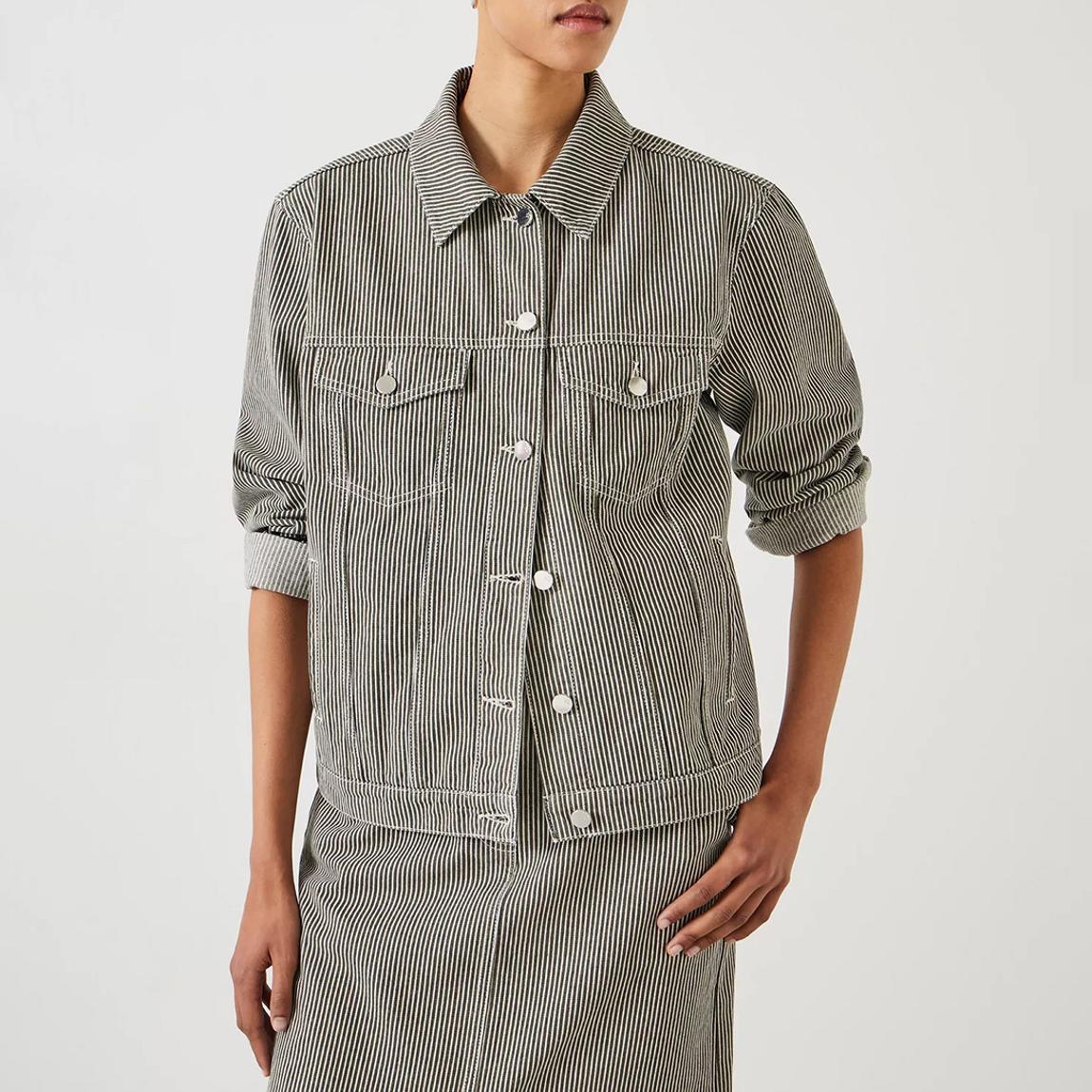 Dark Olive Amalia Striped Jacket main product photo