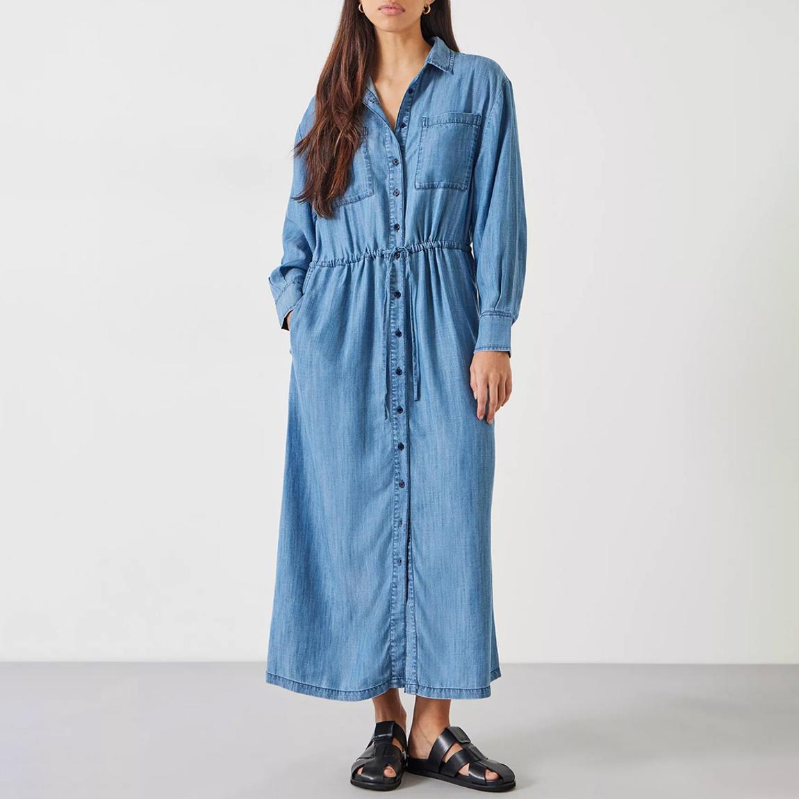 Authentic Blue Wash Savannah Maxi Shirt Dress main product photo